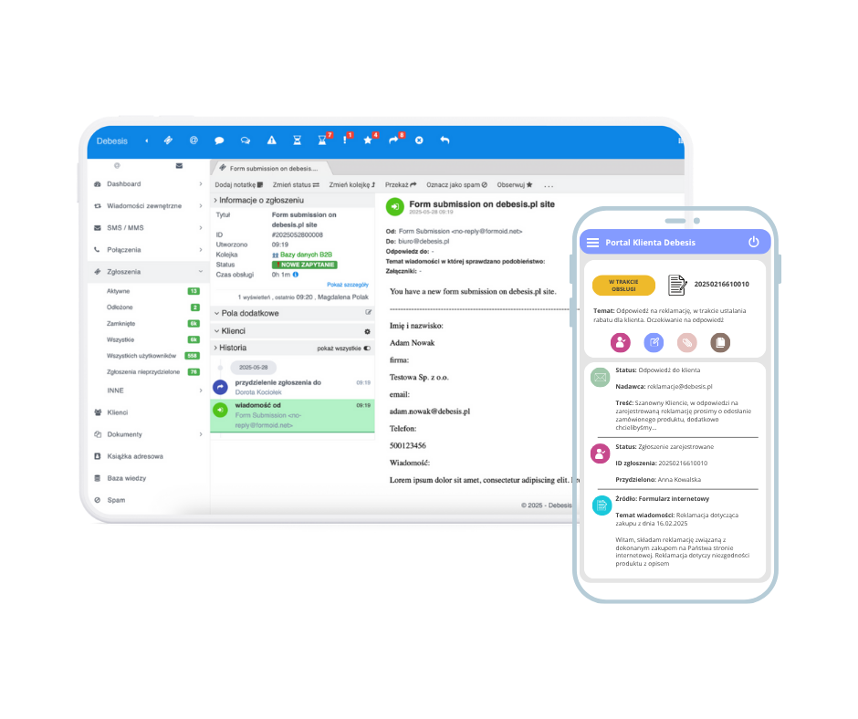 Portal klienta Debesis wykorzystywany do obsługi reklamacji